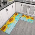 thumbnail image 3 of 2 Piece Gray Wood Sunflower Flowers Rug Kitchen Rug Set, Decor Kitchen Rugs, Absorbent Non-Slip Washable Floor Mats, Home Indoor Runner Rugs 17"x47"+17"x30", 3 of 7