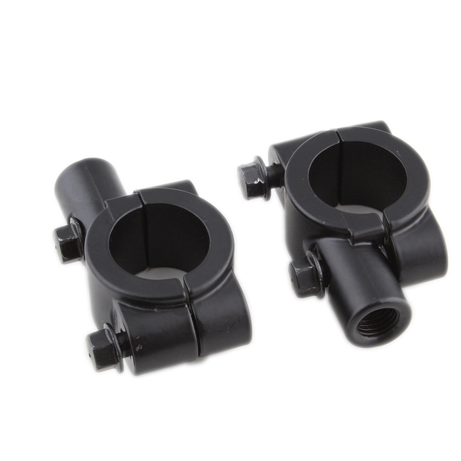 Devilmotor Pair of Black 7/8" 10mm Universal Motorcycle Aluminum Handlebar Mirror Mount Clamp