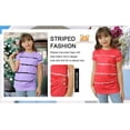 thumbnail image 3 of Langwyqu Girls Casual Short Sleeve T Shirts Striped Tunic Tops Size 4-15 Years, 3 of 5