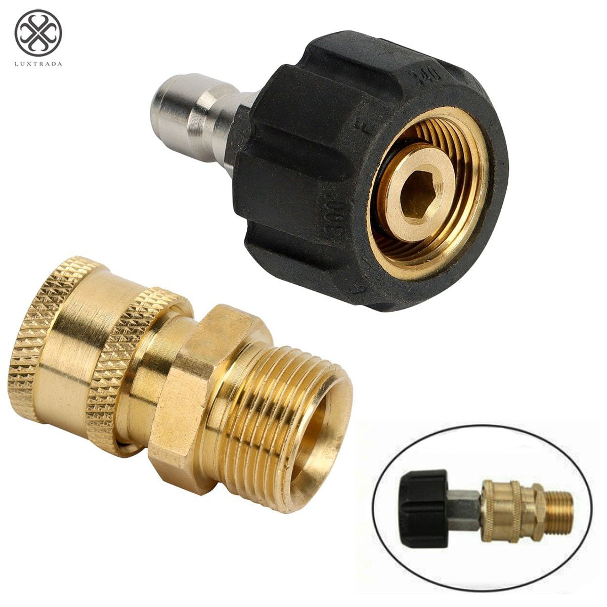 1/4'' Quick Release Adapter to M22 Metric For Pressure Washer Gun Hose 