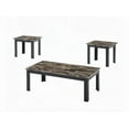 thumbnail image 4 of Traditional 3pc Set - Rectangular Coffee Table & Square End Tables, Wooden Legs & Faux Marble Top with Brown Finish, 4 of 6