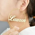 thumbnail image 5 of Personalized Hoop Custom Name Gold Earrings for Woman Mother Gift Jewelry, 5 of 9