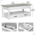 thumbnail image 2 of Wood Lift Top Coffee Tables with 2 Storage Drawers & Hidden Compartment for Living Room Office, White, 2 of 8