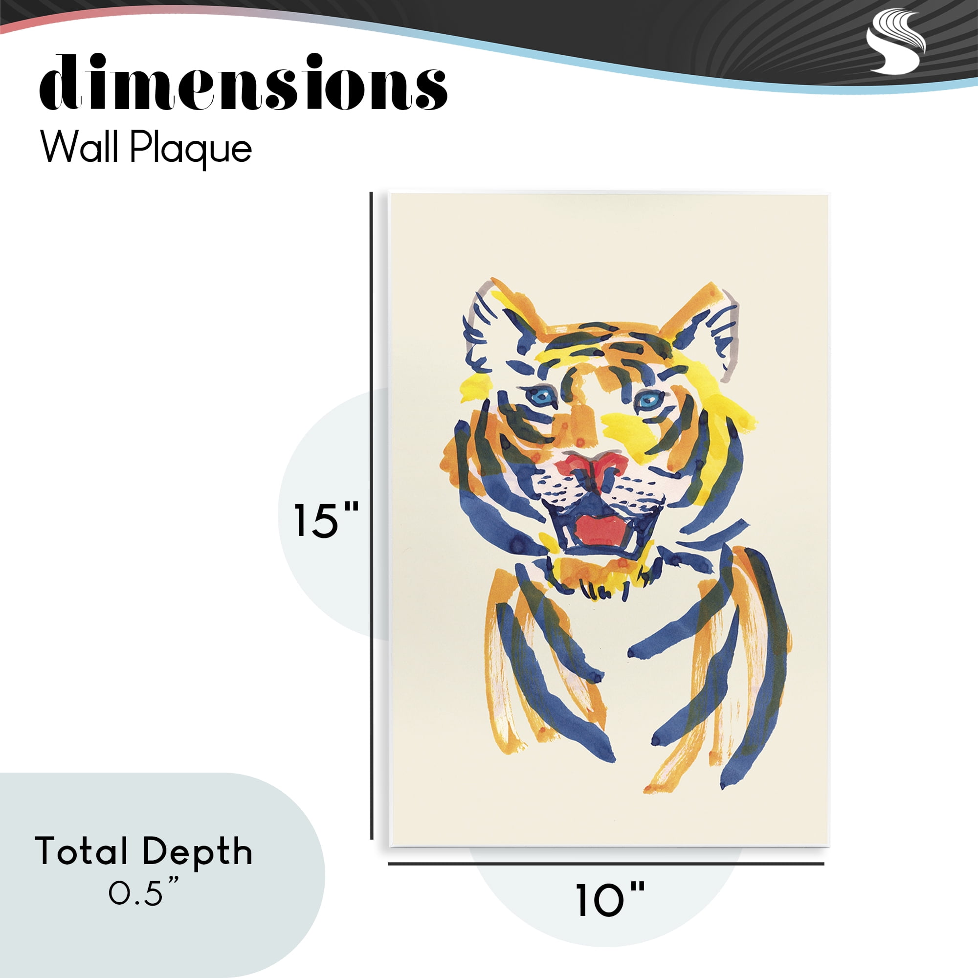 Tiger Roar Watercolor Wall Plaque Art, design by Karolina Sato