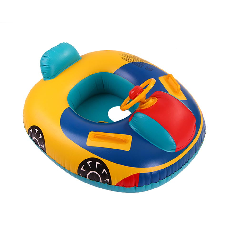 Baby Pool Floats Aircraft Motorboat w/ Steering Wheel Boat Swimming for 1-4 year 
