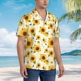 thumbnail image 3 of Pofeuu European-style Pattern Sunflower A Print Hawaiian Shirt for Men Sleeves Casual Button Down Summer Beach Dress Shirts T-Shirts,X-Large, 3 of 7