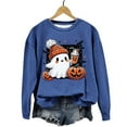 thumbnail image 4 of CILENON Halloween Sweaters for Women Cute Ghost Graphic Pullover Tops Long Sleeve Round Neck Hoodless Sweatshirt (Blue,XL), 4 of 4