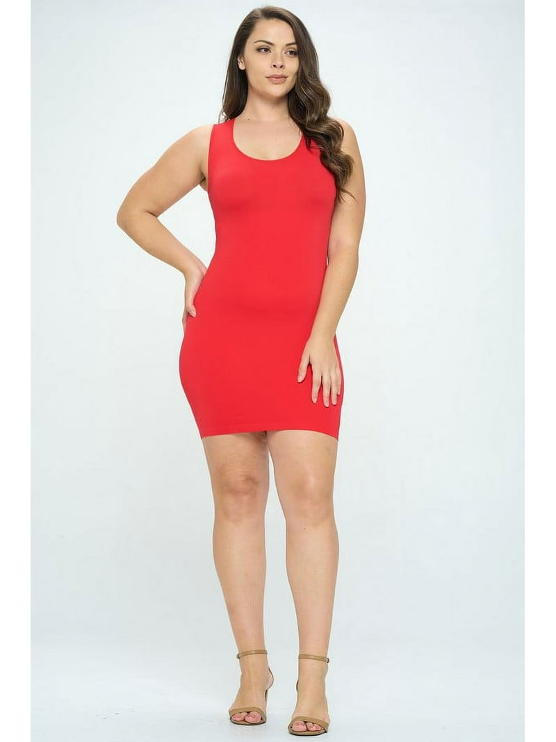 K-Cliffs Plus Size Women's Body-Con Tank Top Mini Dress, One