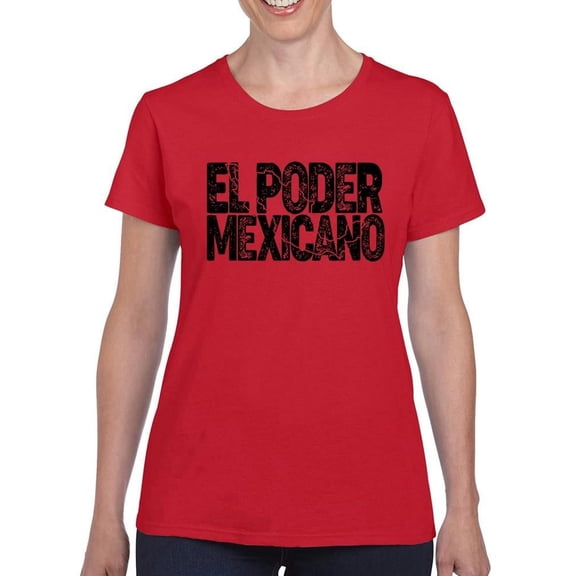 Mexican Power. Grunge Style Shaped T-Shirt Women -Smartprints Designs, Female Large