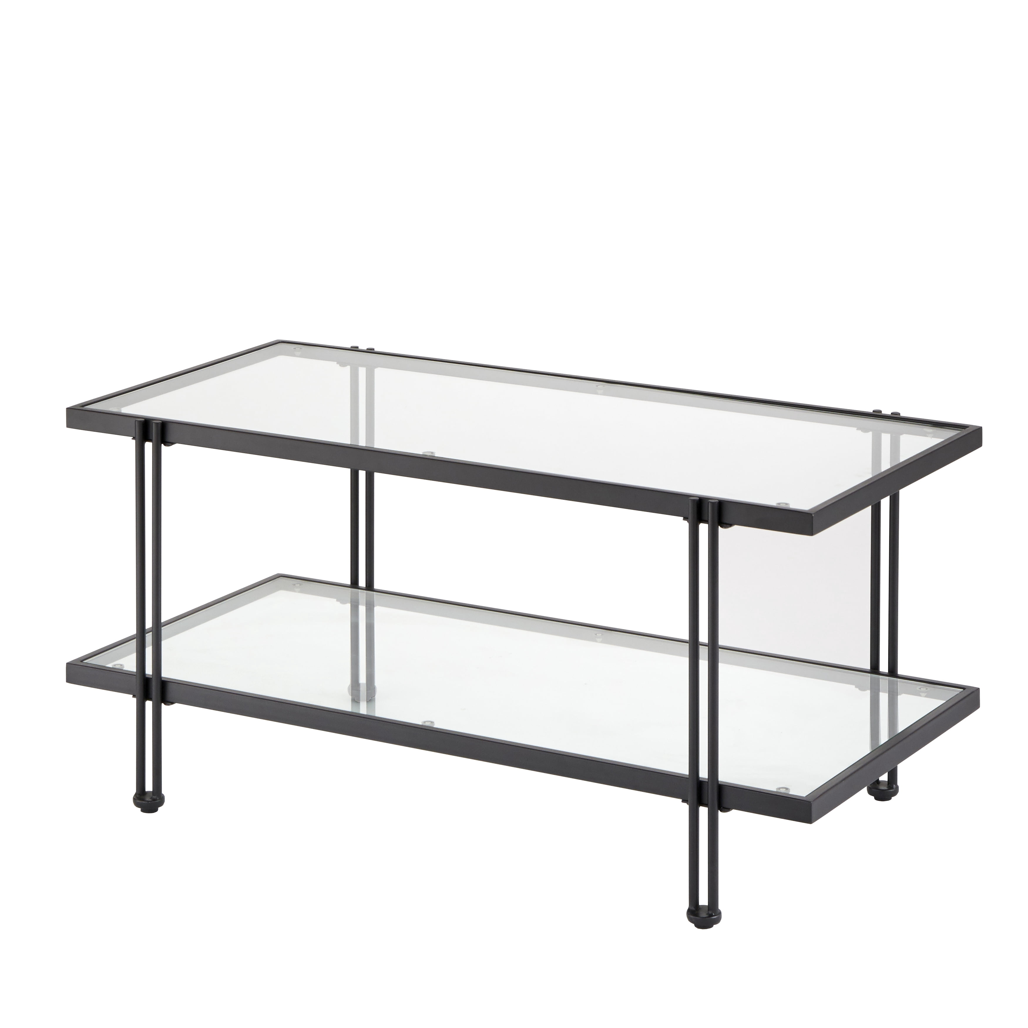 TMS Folio Rectangular Metal and Glass Coffee Table, Black