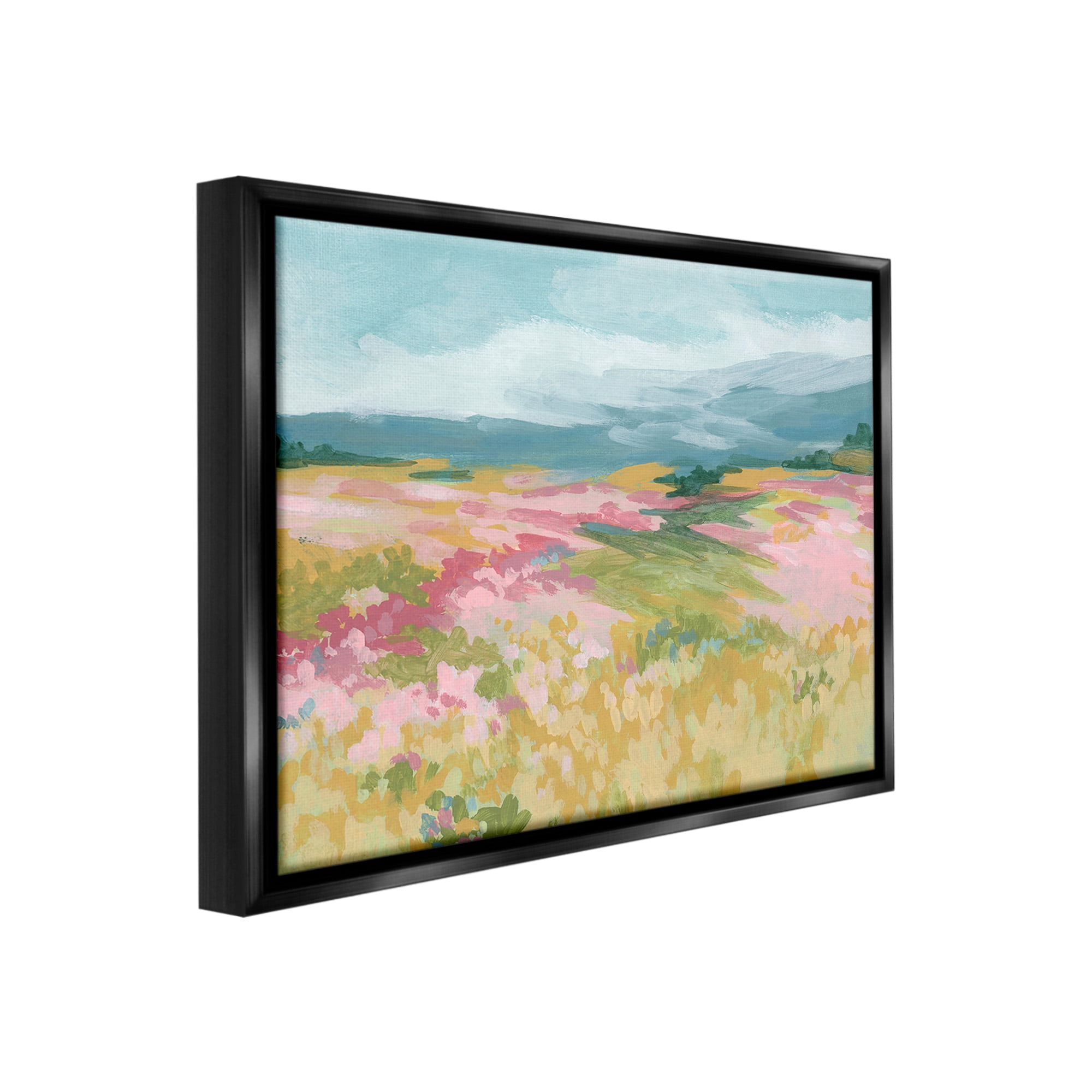Stupell Industries Abstract Mountain Hills Landscape Painting Black Floater Framed Canvas Art Print Wall Art, 31 x 25