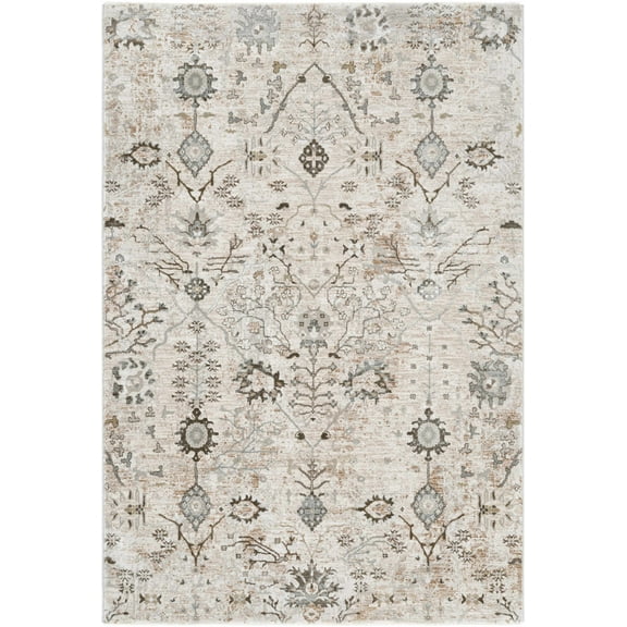 BoutiqueRugs Claydon Traditional Floral Area Rug - Taupe, Peach, Olive - 2' x 2'11"