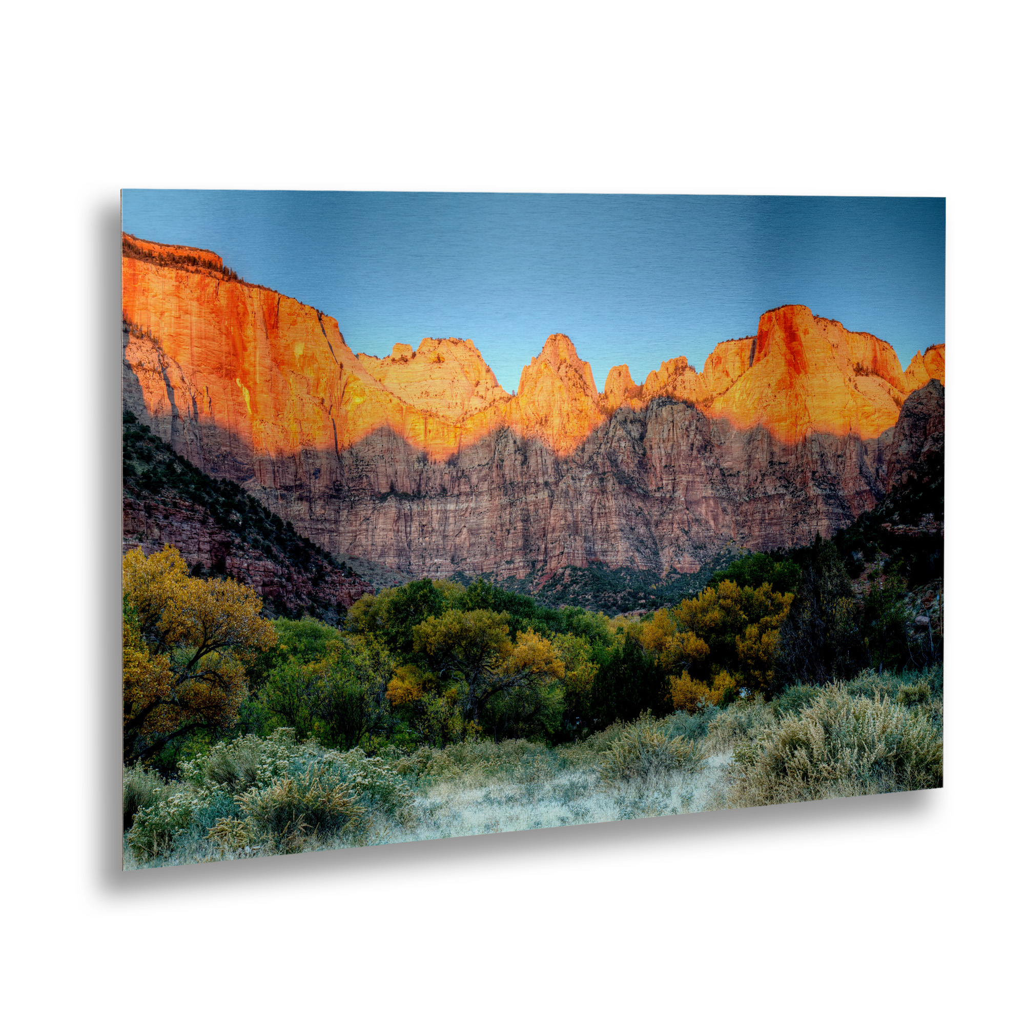 Trademark Fine Art 'Zion Sunrise' Brushed Aluminum Wall Art Art by Pierre Leclerc