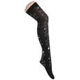 thumbnail image 1 of Penkiiy Bas Cuisses Femmes Filles Imprimé Toile d'Araignée Genou Bas de Fête Bas en Soie Collants Noirs, 1 of 5