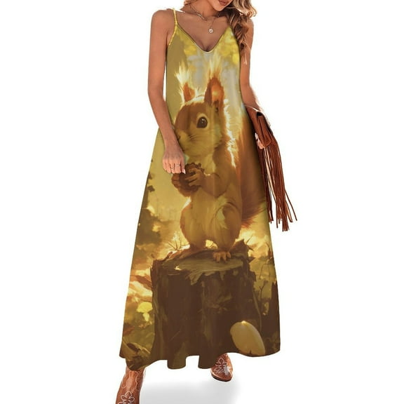 Funny Squirrel Design Sleeveless Dress Woman Fashion Long Dresses Women's Summer Suit Dress 2025