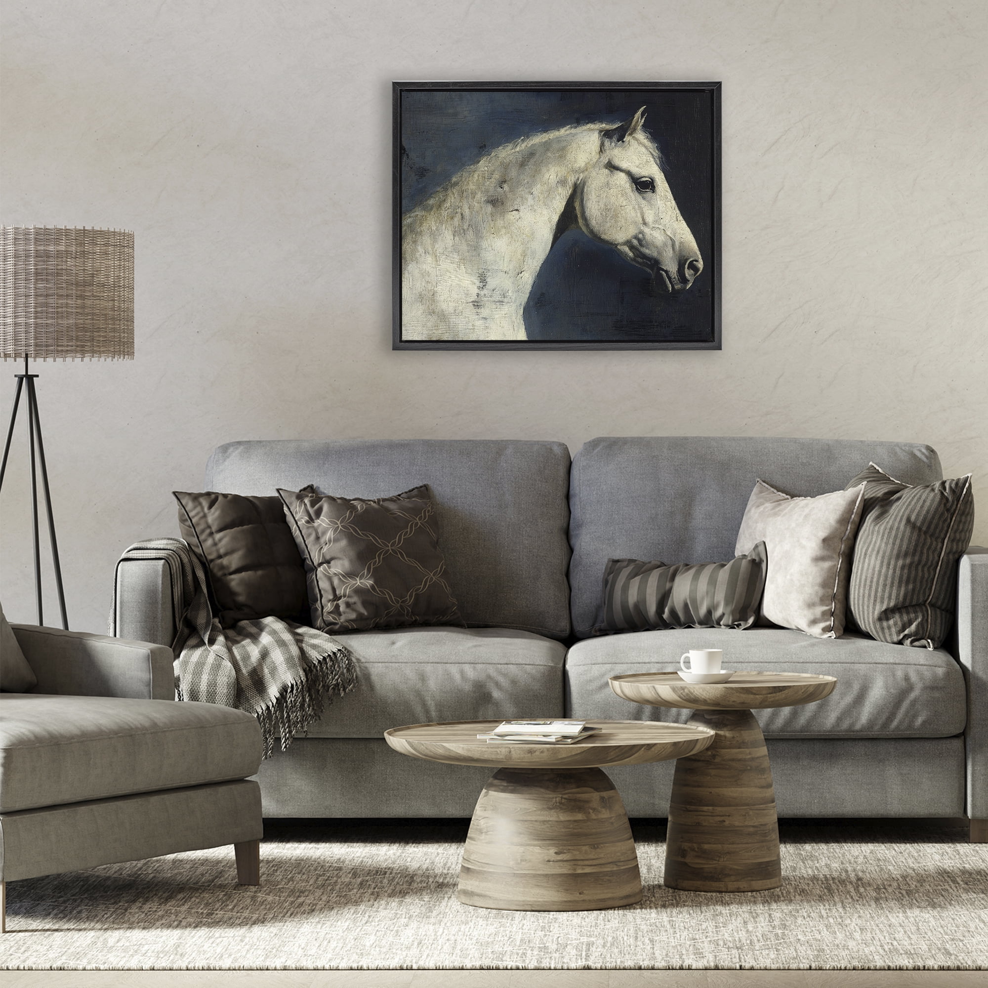 Stupell Industries Equine On The Blue Night Black Framed Floater Canvas Wall Art, design by Svetlana Aleynikova