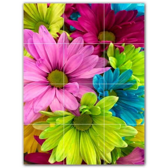 Picture-Tiles.com: Flowers Ceramic Tile Wall Mural WAL500655-34M. 18"W x 24"H using (12) 6" x 6" Ceramic Tiles-Satin Finish