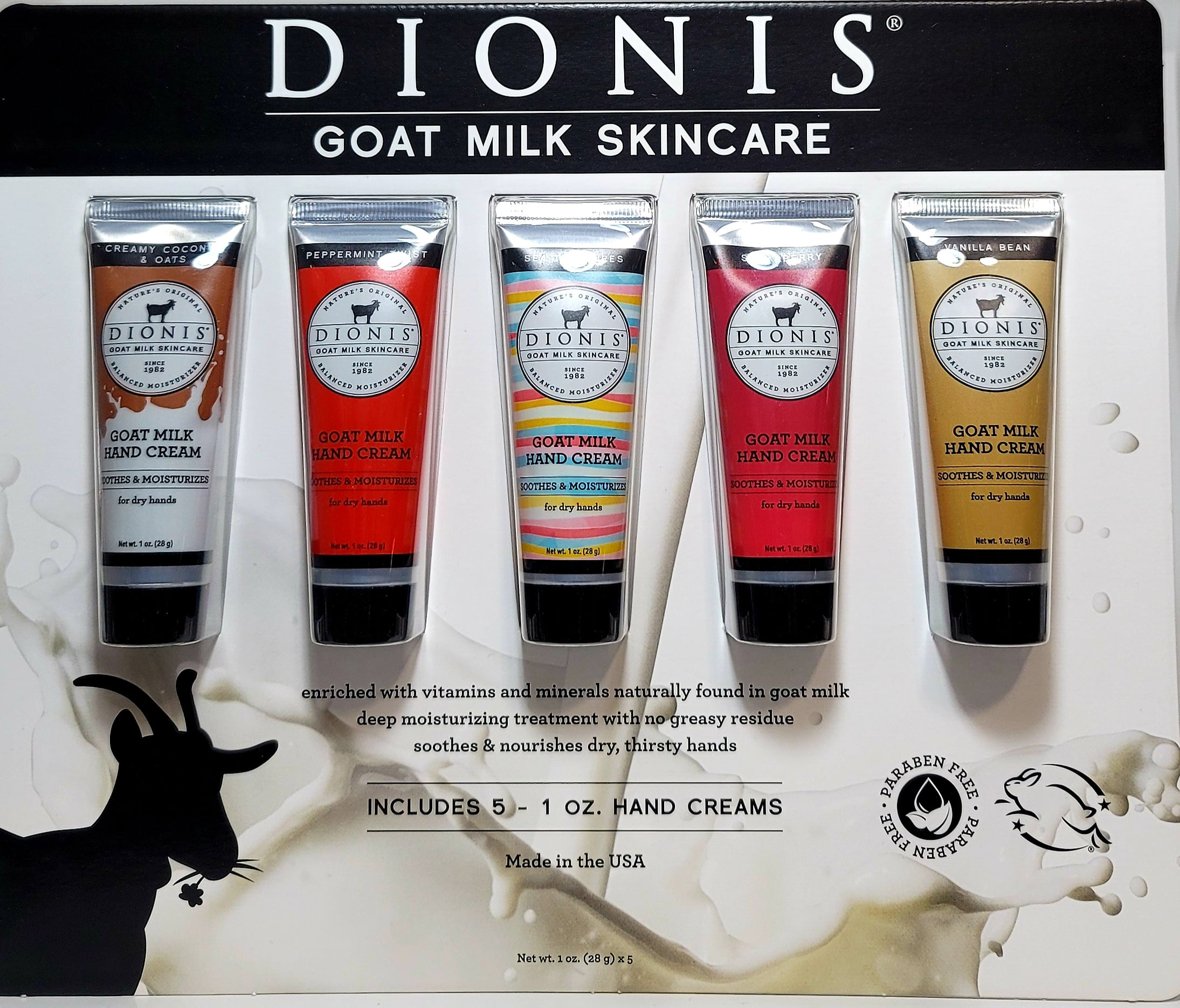 DIONIS Goat Milk Hand Cream Gift Set 1 oz, each Pack of 5.