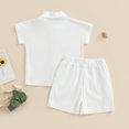 thumbnail image 4 of Douhoow Kid Baby Boy Summer Clothes 6 12 18 24 Months 2T 3T 4T Toddler Solid Color Short Sleeve Button Down T-Shirt Shorts 2Pcs Set, 4 of 9
