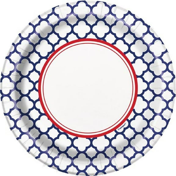 Various Quatrefoil Party Disposable Paper Plates, 7", 8 Count