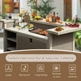 thumbnail image 3 of Domi Patio Bar Table, Outdoor Aluminum PE Wicker Bar Cart with Cabinet, All-Weather Storage Cabinet for Patio Kitchen or Bar, Wood Grain Finish, 3 of 7