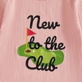 thumbnail image 4 of mgoYE Newborn Baby Girl Boy Fall Outfit Romper Football Golf Court Embroidery Long Sleeve Jumpsuit Bodysuit Cute Infant Clothes with Headband(Pink,0-3 Months), 4 of 5