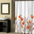 thumbnail image 2 of Fabric Shower Curtain, Orange Poppy Flowers Watercolor Floral Plants Shower Curtains with 12 Hooks Waterproof Machine Washable Bath Curtains for Bathroom, 36 x 78in, 2 of 6