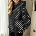 thumbnail image 2 of Girls' Polka‑Dot Print Pullover Hoodie, Long Sleeve Oversized Kids Hooded Sweatshirt, Casual Loose‑Fit for School Wear, Playdates Chilly‑Day Activities Black 130, 2 of 8