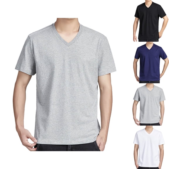 DJDLJWCJ Mens Crew Neck T Shirts for Men, Summer Plus Size Short Sleeve Shirt Fashion Outdoor Sports Shirt Gray 3XL