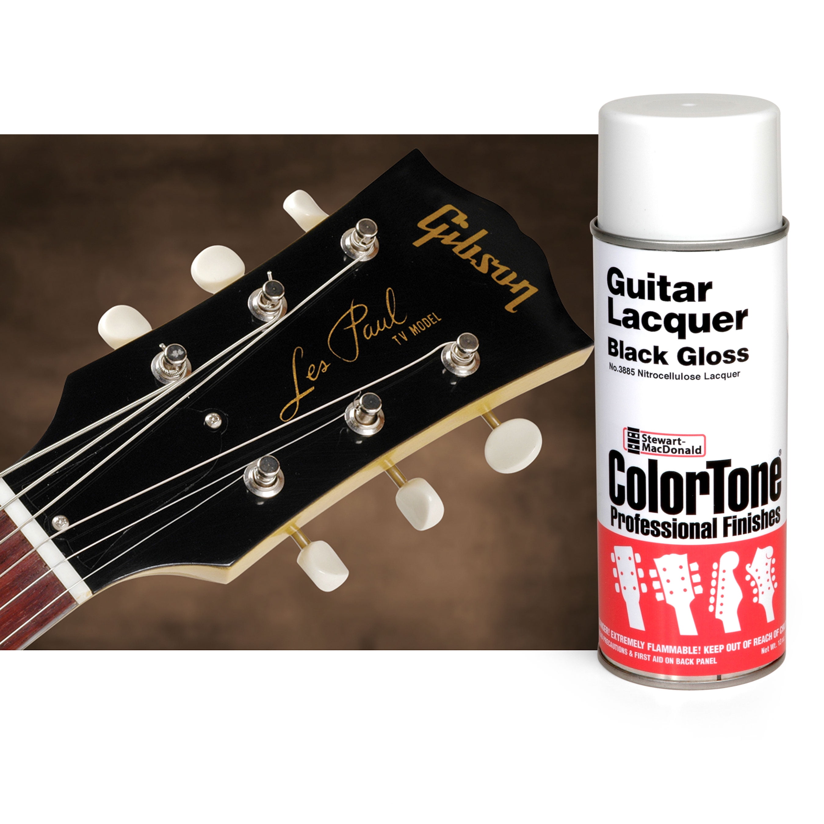 ColorTone Black Aerosol Guitar Lacquer, Black Gloss