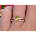 thumbnail image 2 of Champagne Diamond Moissanite Engagement Ring Set Handmade Solid 10k Rose Gold 1.50 Carat 8x5mm Pear Shape Gemstone Promise Ring Bridal Ring set Wow Sparkling, 2 of 5