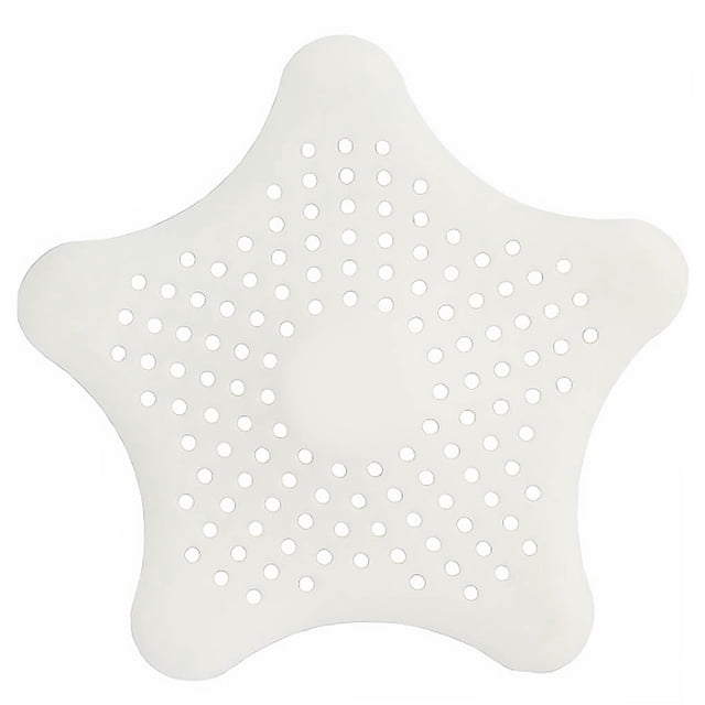 Cateissary Colector de pelo estrella de cinco puntas colador de fregadero de cocina antibloqueo cubierta de drenaje de bañera filtro de baño Juegos de accesorios de baño Blanco