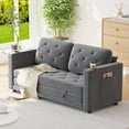 thumbnail image 3 of HNEBC Loveseat Sleeper Sofa, 63" W 81" L Full Size Futon Sofa Bed, 6.3" Thick Upholstery Pull Out Couch, Folding Couch Bed for Small Space, Convertible Floor Couch for Bedroom, Light Grey, 3 of 8
