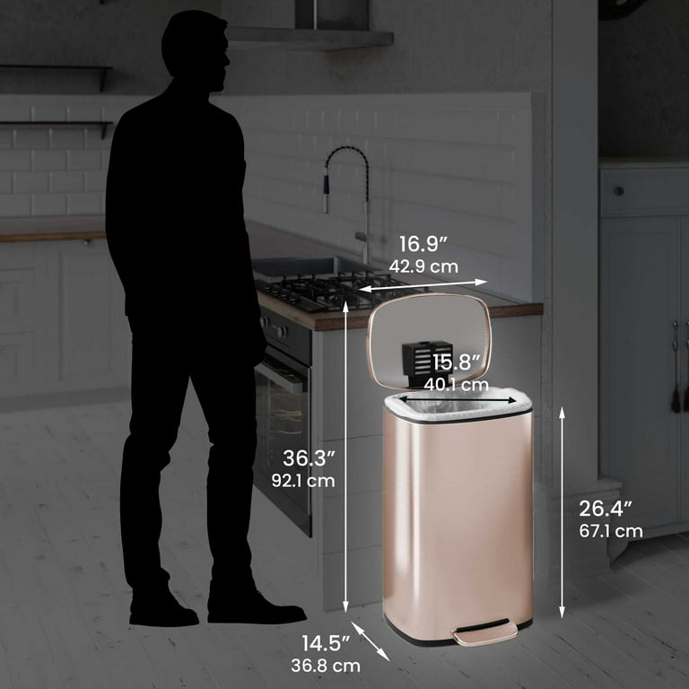 Step Trash Can 13.2 Gallon Stainless Steel Rose Gold photo 6