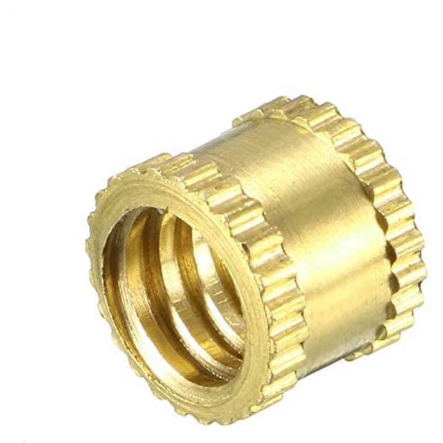 HUGFEGWE M5x5mm Female Thread Knurled Nuts, 100PCS Hx6mm OD Brass Threaded Insert Embedment Nuts Hydraulic Welded Joint Injection Molding Assortment Kit for 3D Printing Injection Molding CJB91-24994