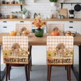 thumbnail image 3 of Fall Thanksgiving Chair Covers Set of 4 Pumpkins Squirrel Sunflower Buffalo Plaid Chair Back Covers Stretch Removable Washable Slipcovers Protector for Dining Room Kitchen Party Decor, 3 of 5