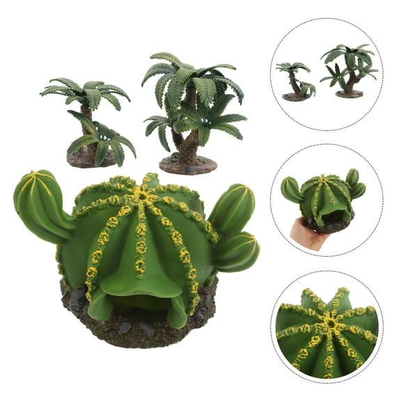 TABLZONE reptile terrarium plants Green Cactus Model Trees 3Pcs
