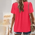 thumbnail image 5 of Uaswgudfs Womens Oversizes Summer Tops Crewneck Short Sleeve Shirts Casual Chiffon Blouses Flowy Lace Hem Trendy 2025, 5 of 8
