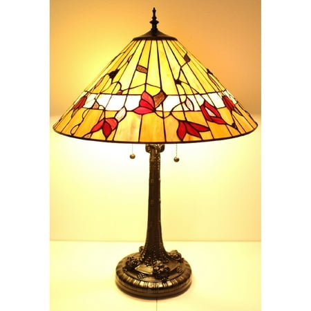 Floral One Light - Serena d'italia Tiffany Style 2 light Floral Mission 23 in. Bronze Table Lamp