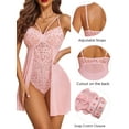 thumbnail image 3 of Avidlove Women Lingerie Bodysuit Lace Floral Snap Crotch Chemise Nighty Nightwear, 3 of 4