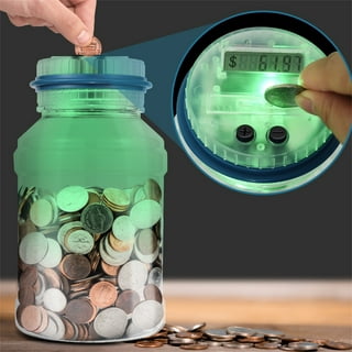 DZT1968 Clear Digital Piggy Bank Coin Savings Counter LCD Counting Money  Jar Change Gift 