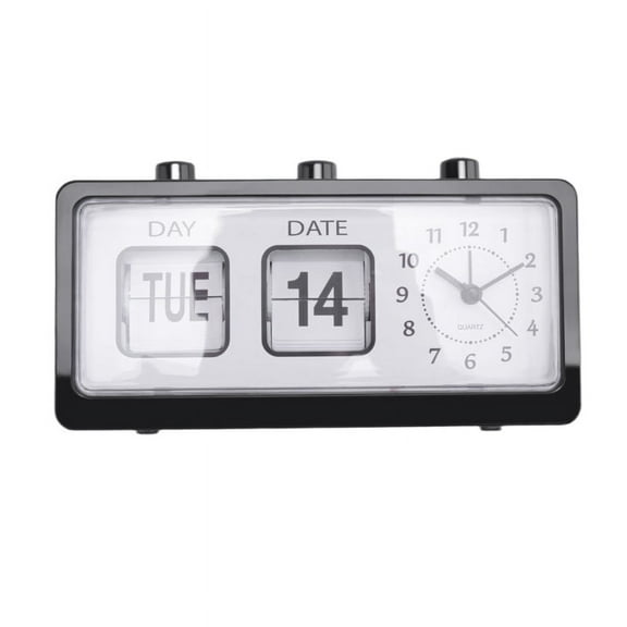 Mechanical Alarm Clock Novelty Flip Clock Desktop Digital Clock with Calendar Clock Home Decor Retro Decor,Black