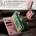 thumbnail image 6 of for Samsung Galaxy S25 Premium PU Leather Folding Case, Multiple Card Slots Design, Wrist Strap Zipper Pocket Kickstand Magnetic Snap, Wireless Charging for Samsung Galaxy S25, Pink, 6 of 10