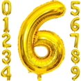 thumbnail image 1 of 40 Inch Large Gold Number 6 Letter Balloon, Alphabet Letter Mylar Foil Helium Big Number Balloons For Birthday Anniversary Party Graduations Festival, 1 of 1