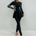 thumbnail image 4 of Qingpeng Two Piece Swimsuits for Women Full Cover Long Sleeve Rash Guard Pants Bathing Suit Modest Swimwear, 4 of 7