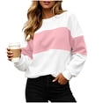 thumbnail image 5 of BXJX Womens Sweatshirts, Pullover Crew Neck Long Sleeve Color Block Daily Wear Tops Pink Size L, 5 of 9