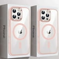 thumbnail image 3 of New Acrylic Clear Pink Metal Frame Protector Case For iPhone 16 15 14 Plus 16 13 12 11 Pro Max Magnetic Wireless Charging Cover navy blue For iPhone 12 12Pro, 3 of 6