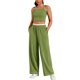 thumbnail image 1 of Conjunto de chándal para mujer ATHLECHIC, con tirantes de espagueti, top corto y pantalones rectos, talla XL, color verde, 1 of 5