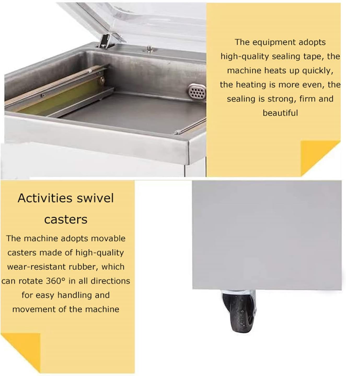EQCOTWEA Vacuum Sealer Vacuum Packaging Machine for Fruits Vegetables Medicine Stainless Steel Sealing Length 20"