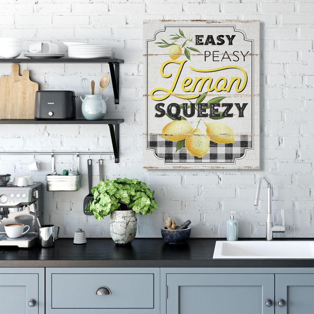 Stupell Industries Vintage Rustic Easy Peasy Lemon Squeezy Quote Canvas Wall Art Design by Jennifer Pugh, 30" x 40"